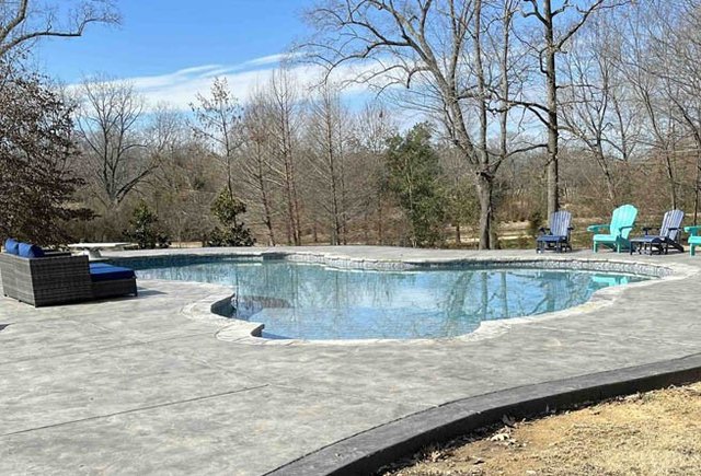 Stamped-concrete patio